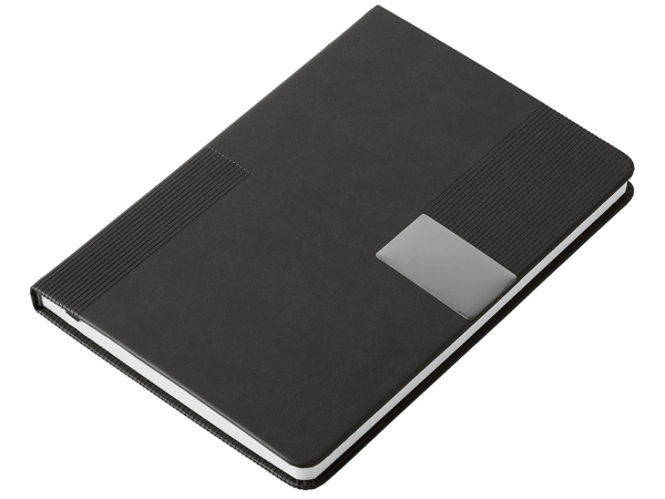 Подарочный набор "Tesla" с блокнотом А5, ручкой и пауэрбенком на 10 000 mAh, черный