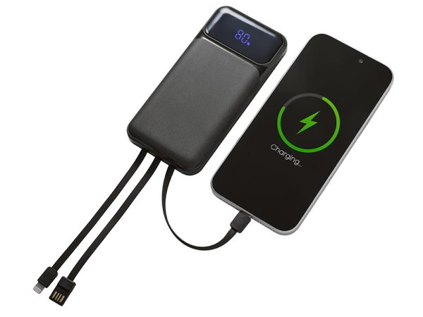 Подарочный набор "Tesla" с блокнотом А5, ручкой и пауэрбенком на 10 000 mAh, черный