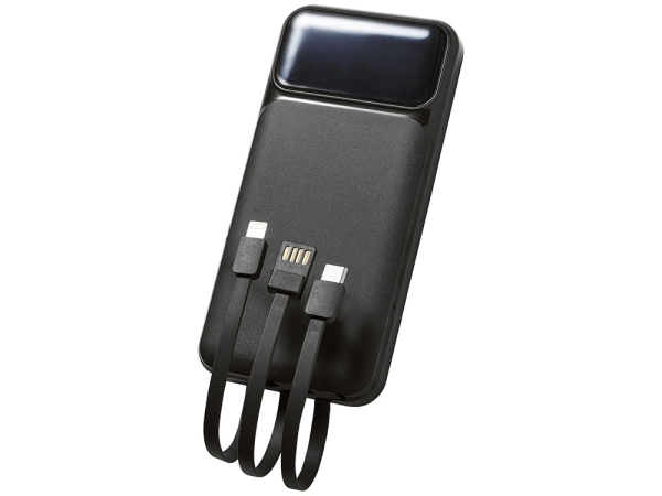 Подарочный набор "Tesla" с блокнотом А5, ручкой и пауэрбенком на 10 000 mAh, черный