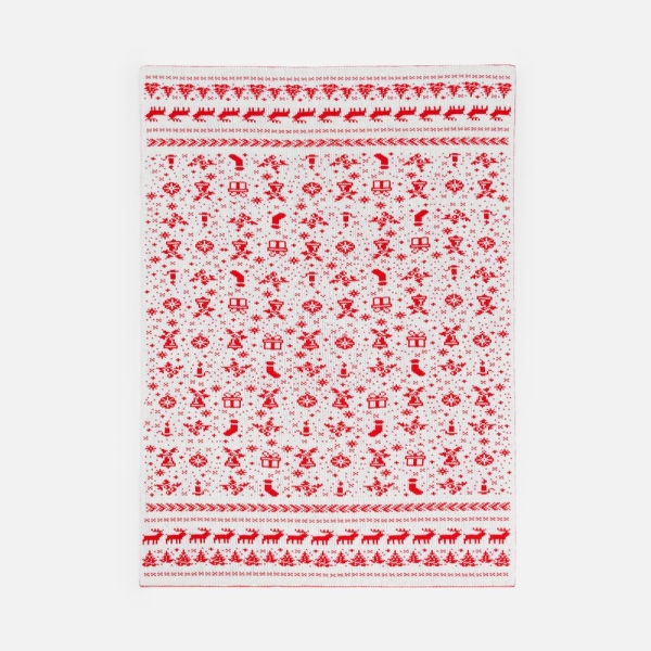 Плед Holidale, красный с молочным