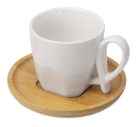 Кофейная пара с бамбуковым блюдцем "Mandy", белый Кофейная пара с бамбуковым блюдцем "Mandy", белый