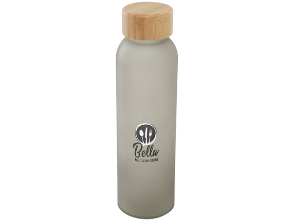 Lume бутылка из матового содово-известкового стекла объемом 500 мл с бамбуковой крышкой - Серый