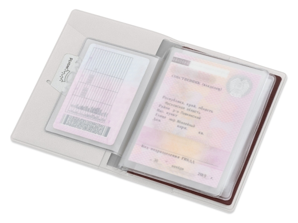 Классическая обложка для автодокументов "Favor", белая