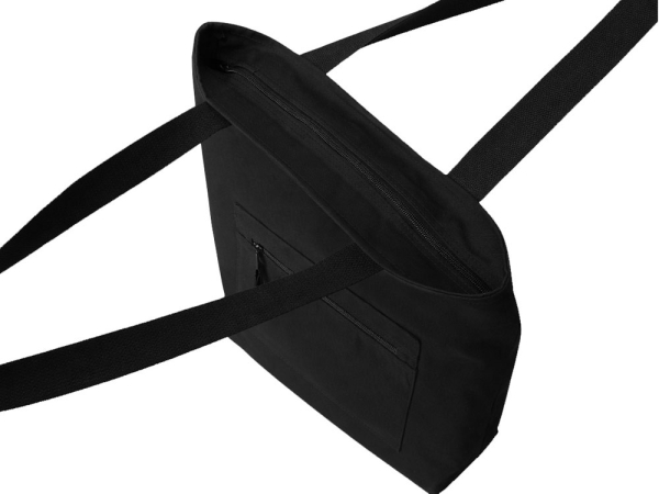 Сумка на молнии Zipper  Neo из хлопка 280 г c карманом на молнии спереди, черный