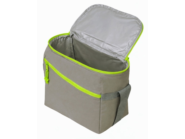 Изотермическая сумка-холодильник "Neo Classic" c контрастной молнией, серый/зеленое яблоко