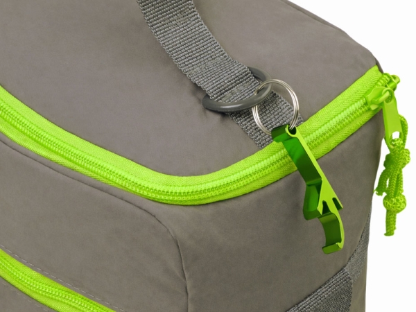 Изотермическая сумка-холодильник "Neo Classic" c контрастной молнией, серый/зеленое яблоко