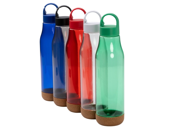 Бутылка Basti с пластиковым корпусом и пробковым дном, прозрачный