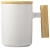 Кружка с ручкой и крышкой из каучукового дерева Jeny, белый