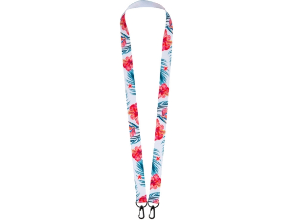 Ланъярд 2 см под сублимацию с 2-мя карабинами, черный