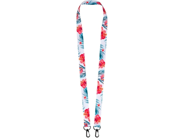 Ланъярд 2 см под сублимацию с 2-мя карабинами, черный