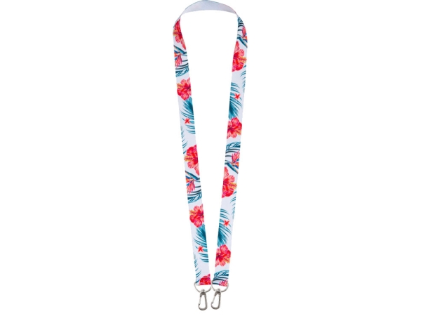 Ланъярд 2 см под сублимацию с 2-мя карабинами, серебристый