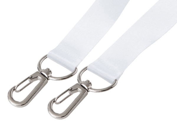 Ланъярд 2 см под сублимацию с 2-мя карабинами, серебристый