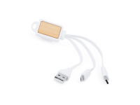 Зарядный кабель ASTRO Eco line 3-в-1, бамбук/белый Зарядный кабель ASTRO Eco line 3-в-1, бамбук/белый