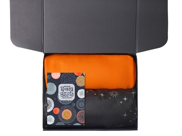 Подарочный набор с пледом, свечой и диффузором, оранжевый