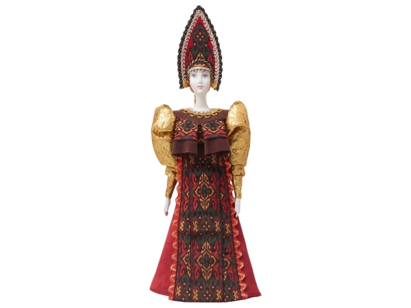 Подарочный набор: кукла фарфоровая, чай "Малина с мятой", красный