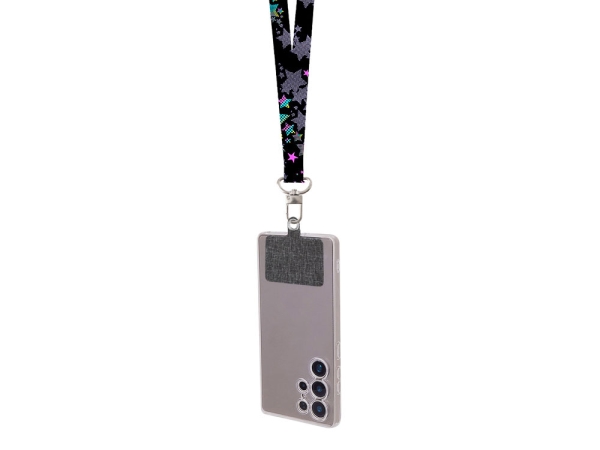 Ланъярд 2,5 см под сублимацию с трендовым карабином, замком обрыва и большим держателем для телефона из ПЭ