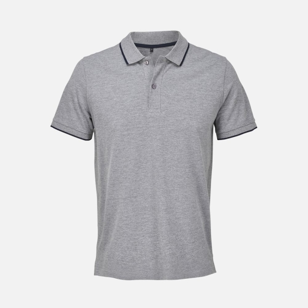Рубашка поло унисекс Palermo, серый меланж с темно-синим
