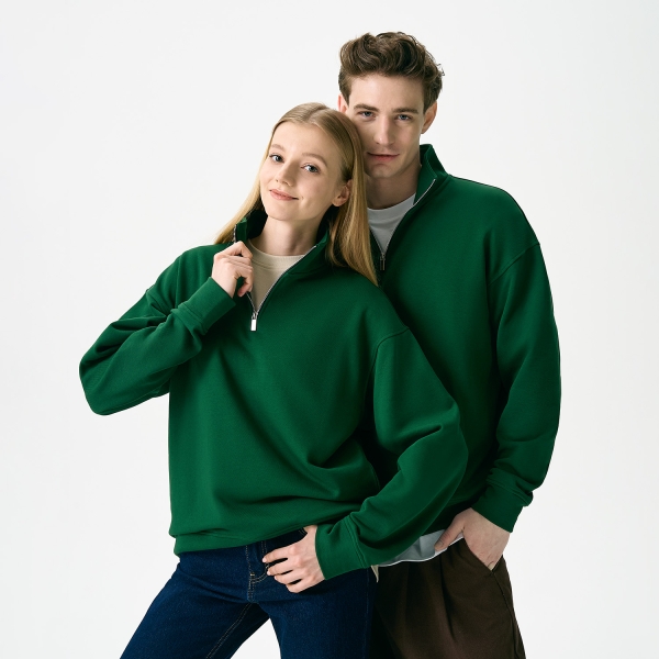 Толстовка на молнии унисекс Флоу (Flow), зеленая, размер M/L