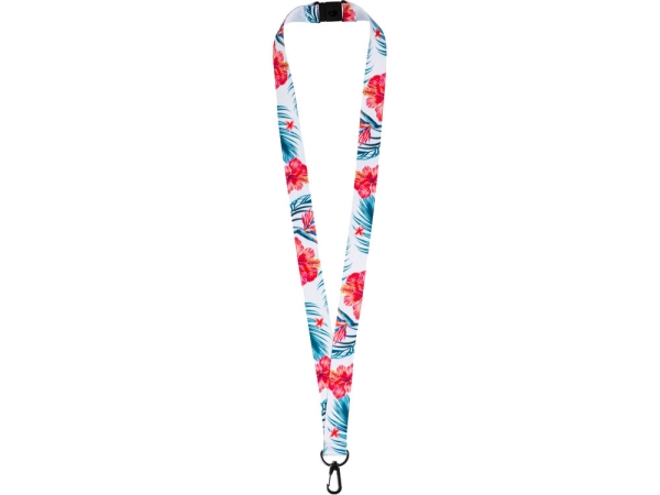 Ланъярд 2 см под сублимацию с карабином и замком обрыва, черный