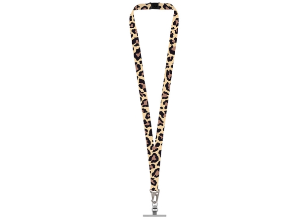 Ланъярд 2,5 см под сублимацию с большим карабином, замком обрыва и металлическим держателем для телефона