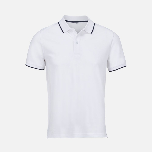 Рубашка поло унисекс Palermo, белая с темно-синим