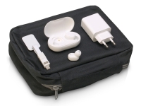 Набор для путешествий с наушниками, адаптером и универсальным кабелем «Take me», черный, белый Набор для путешествий с наушниками, адаптером и универсальным кабелем «Take me», черный, белый