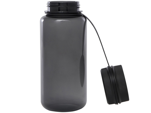 Спортивная бутылка Ryder из переработанного ПЭТ-пластика объемом 900 мл с многофункциональной крышкой, сертифицированная RCS - сплошной черный