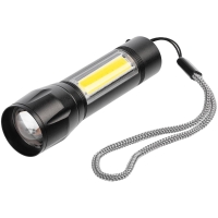 Фонарик аккумуляторный с фокусировкой луча Kirk, черный Фонарик аккумуляторный с фокусировкой луча Kirk, черный