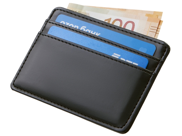 Картхолдер для двух карт и наличных денег с зажимом "Crave", черный