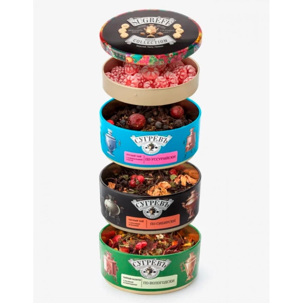 Коллекция Сугревъ из 3 чаев с натуральными малиновыми леденцами