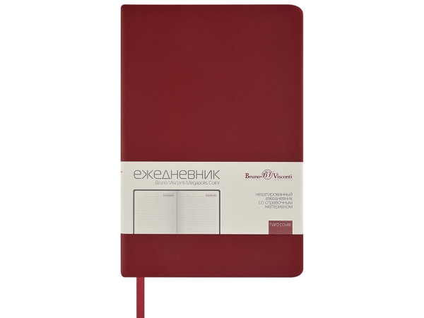 Ежедневник А5 "Megapolis Color New" soft-touch, бордовый