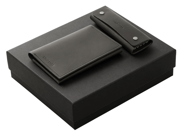 Подарочный набор Long River: обложка для паспорта, ключница, черная коробка