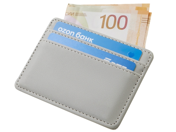 Картхолдер для двух карт и наличных денег с зажимом "Crave", светло-серый