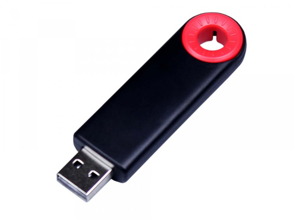 USB-флешка промо на 64 ГБ прямоугольной формы, выдвижной механизм, красный