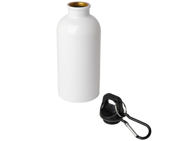 Одностенная бутылка для воды с карабином Oregon, изготовленная из нержавеющей стали, сертифицированной по стандарту RCS, объемом 400 мл - Белый