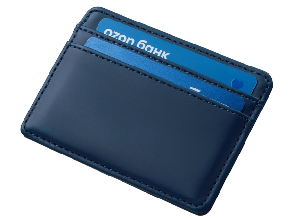 Картхолдер для двух карт и наличных денег с зажимом "Crave", темно-синий