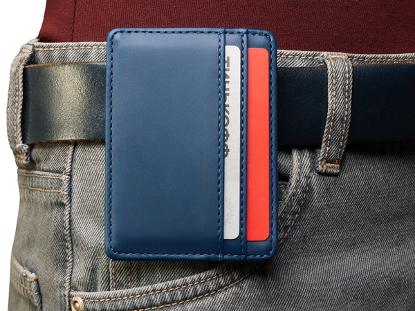 Картхолдер для двух карт и наличных денег с зажимом "Crave", темно-синий