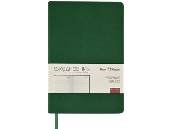 Ежедневник А5 "Megapolis Color New" soft-touch, зеленый