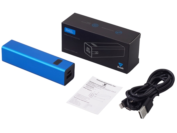 Внешний аккумулятор «Rail», 5000 mAh, синий