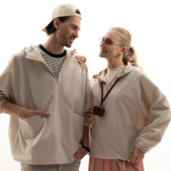 Ветровка (анорак) оверсайз унисекс RISSMAN, бежевая