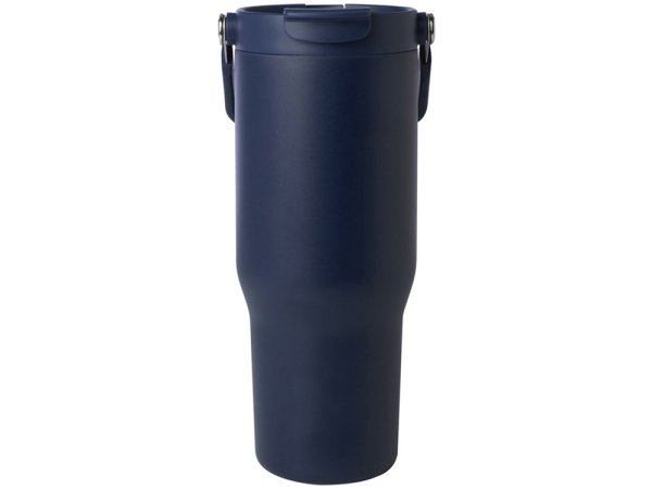 Термостакан Bronx объемом 900 мл из меди и переработанной нержавеющей стали, сертифицированной по стандарту RCS, с вакуумной изоляцией и крышкой с двойной функцией - Темно - синий