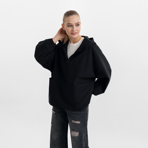 Ветровка (анорак) оверсайз унисекс RISSMAN, черная