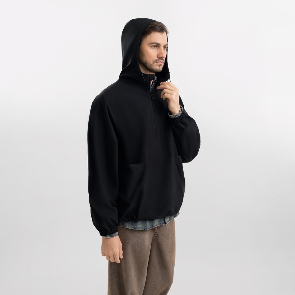 Ветровка (анорак) оверсайз унисекс RISSMAN, черная