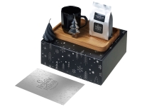 Подарочный набор с кружкой, подносом, свечой и чаем, черный Подарочный набор с кружкой, подносом, свечой и чаем, черный