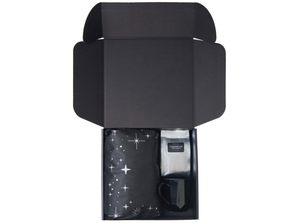 Подарочный набор с кружкой, подносом, свечой и чаем, черный