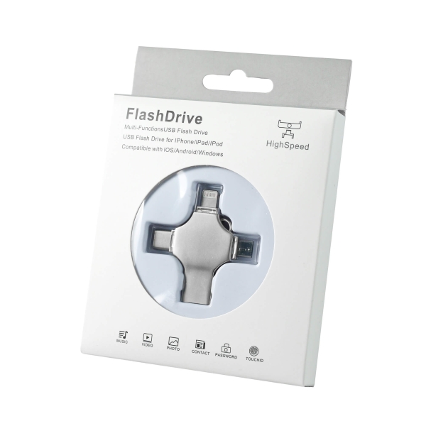 Флешка XENON 4в1 Серебристая 4444.06.32ГБ3.0