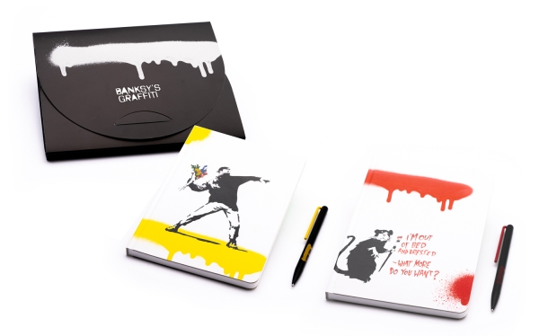 Набор Pininfarina Banksy Метатель цветов: шариковая ручка GrafeeX и блокнот линованный из каменной б