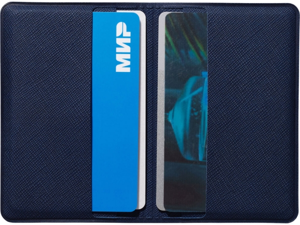 Футляр-книжка на 4-е карты с RFID "Favor", темно-синий