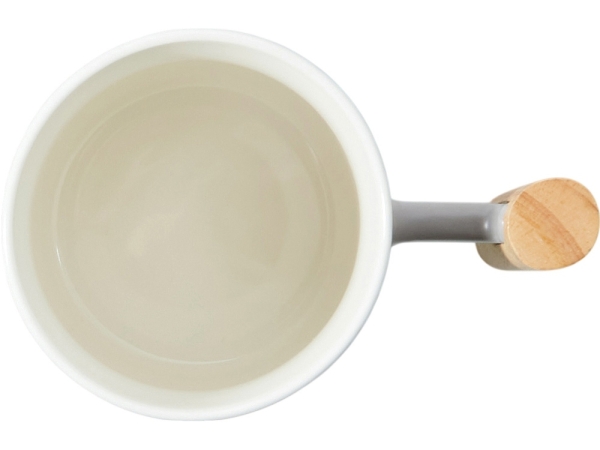 Кружка с ручкой и крышкой из каучукового дерева Jeny, серый