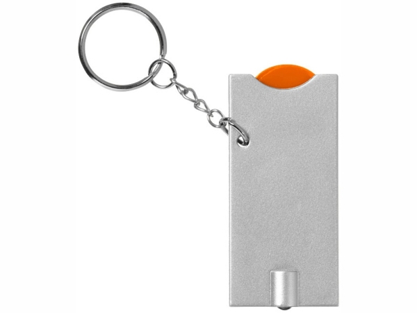 Брелок-держатель для монет Allegro с фонариком, оранжевый/серебристый